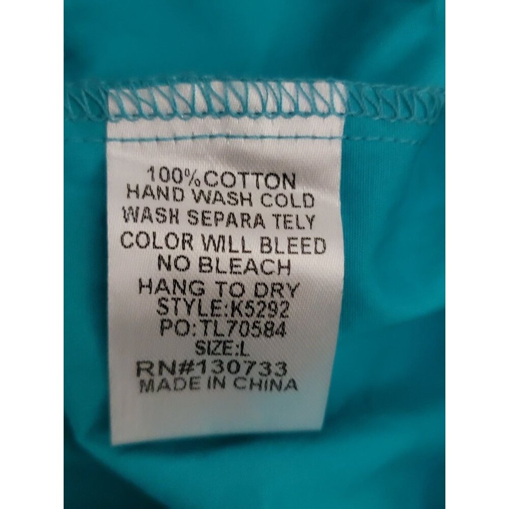 Umgee Womens Ruffle Sleeve Teal Dress L 100% Cotton - Picture 3 of 4
